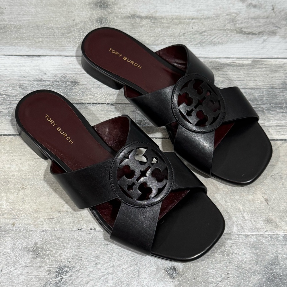 TORY BURCH MILLER CRISSCROSS SANDAL IN PERFECT BLACK - SIZE - 6.US
